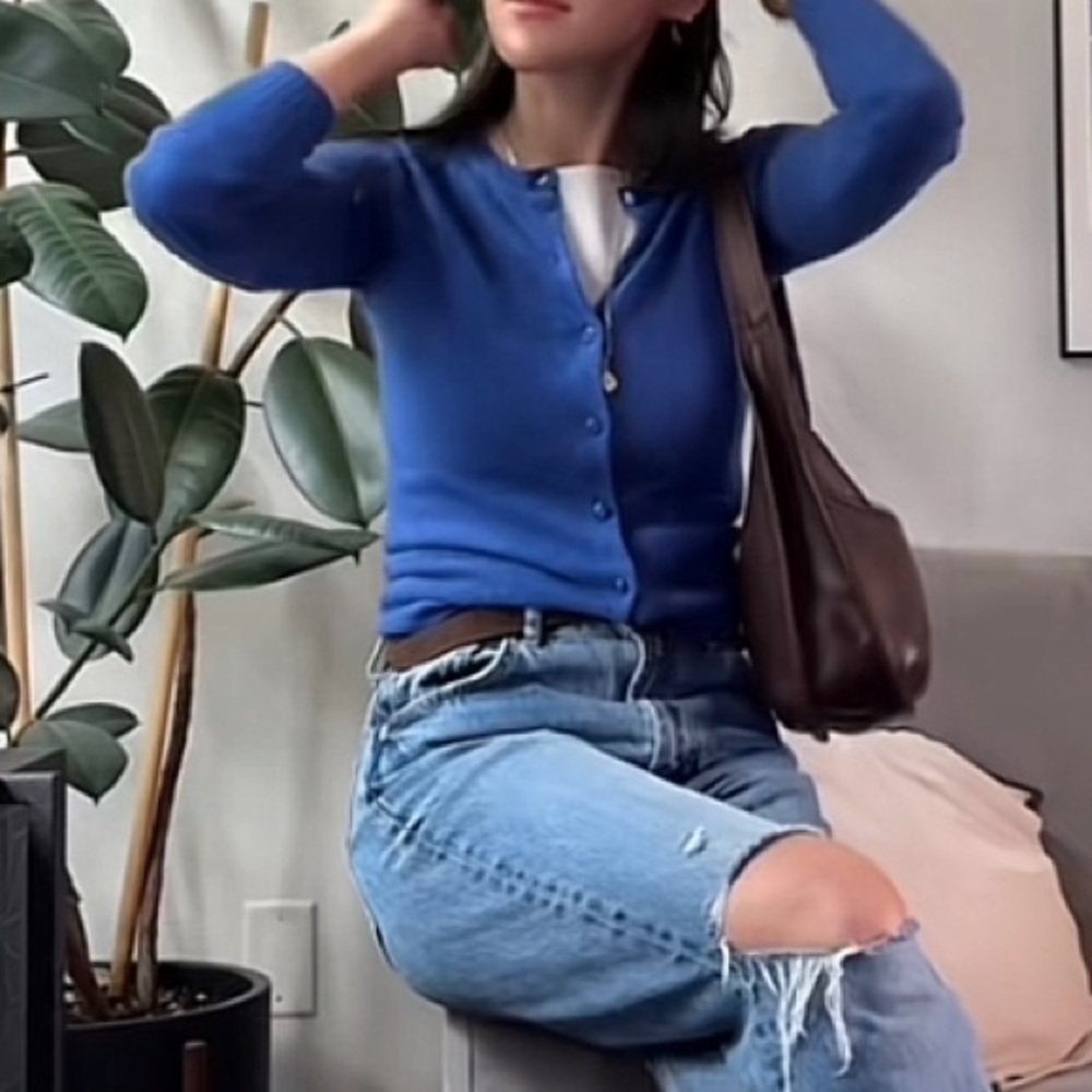 Galeries Lafayette Blue Knit Cardigan